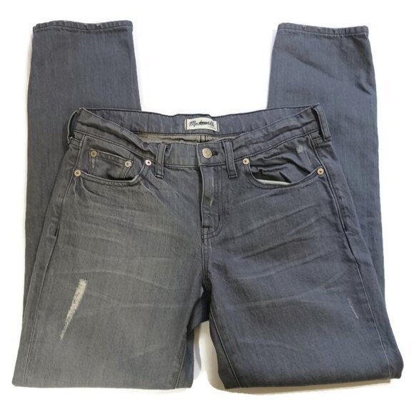 Madewell Womens Jeans Slim Boyjean Mid Rise Gray Denim Distressed Size 27 Flawed - Picture 6 of 10